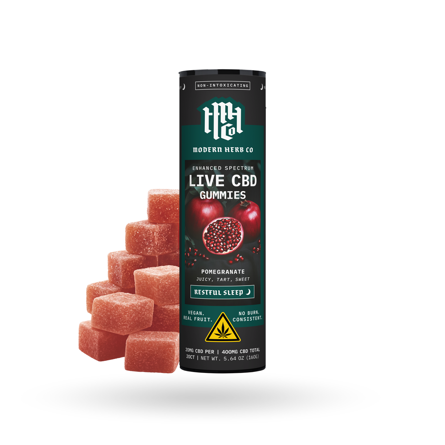 Live CBD Gummies, Enhanced Spectrum, Pomegranate, Indica, 20mg, 20ct