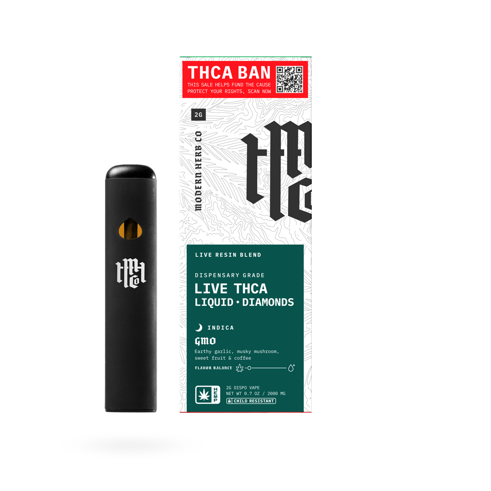 THCa Disposable Live Resin Liquid Diamonds, GMO (Indica), 2g
