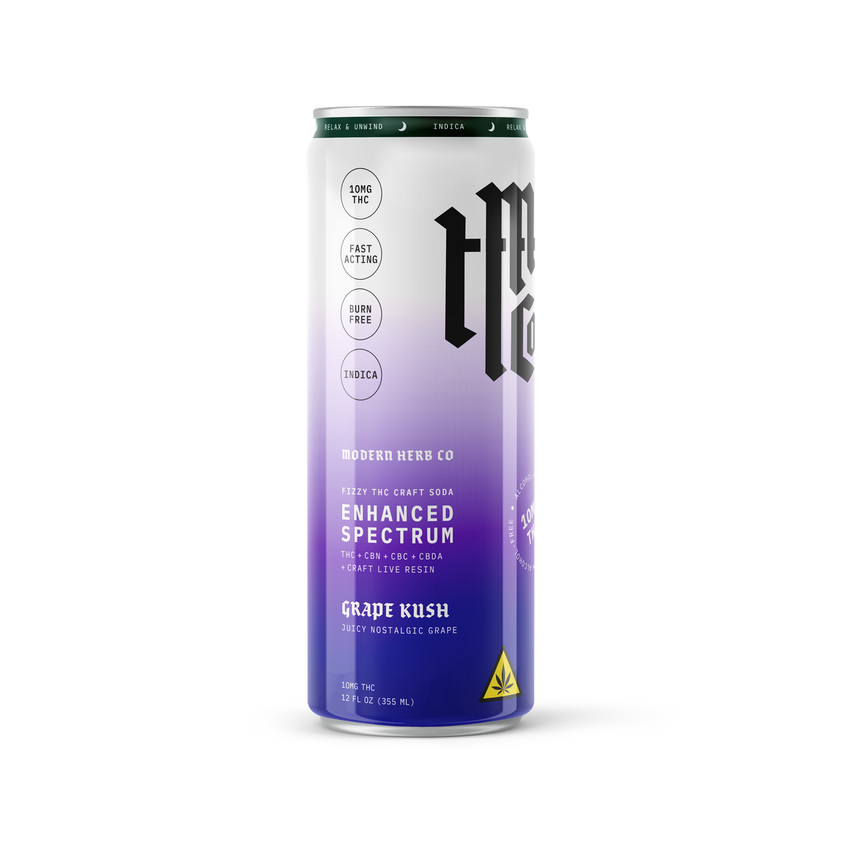 Enhanced Spectrum THC Craft Soda: Grape Kush (Indica) 12oz - 4pk