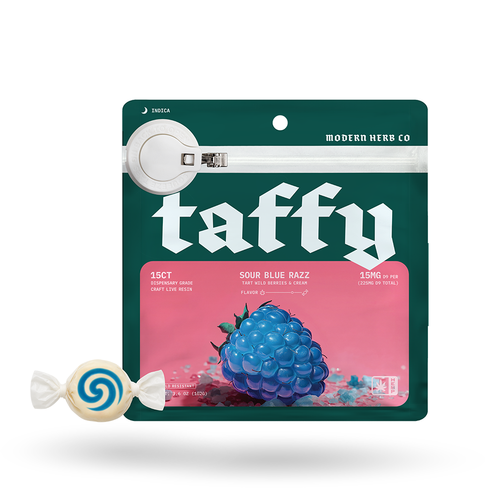 Live Resin D9 Taffy: Sour Blue Razz (Indica), 15ct