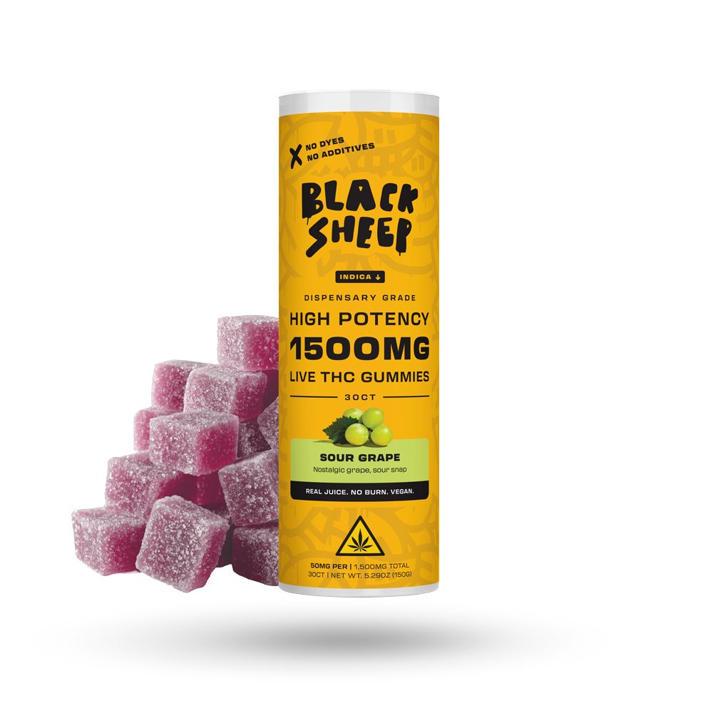 Live THC Gummy: Sour Grape (Indica), 30ct