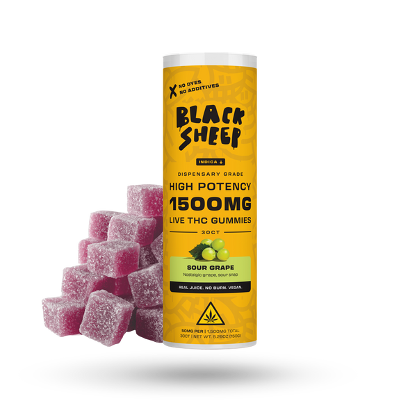 Live THC Gummy: Sour Grape (Indica), 30ct  The Hemp Collect
