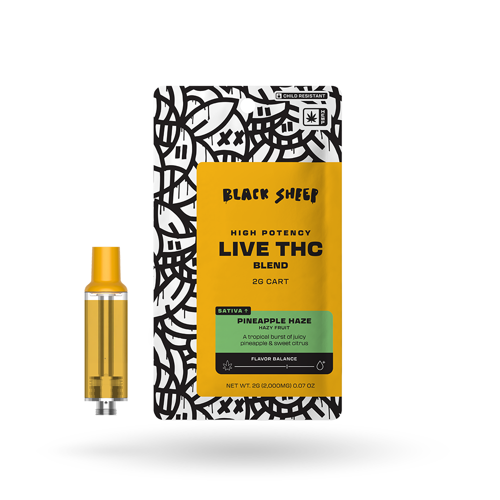 Live THC Blend Vape Cartridge: Pineapple Haze 2g