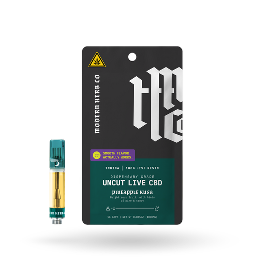 Live CBD Uncut Vape Cartridge, Pineapple Kush (Indica), 1g