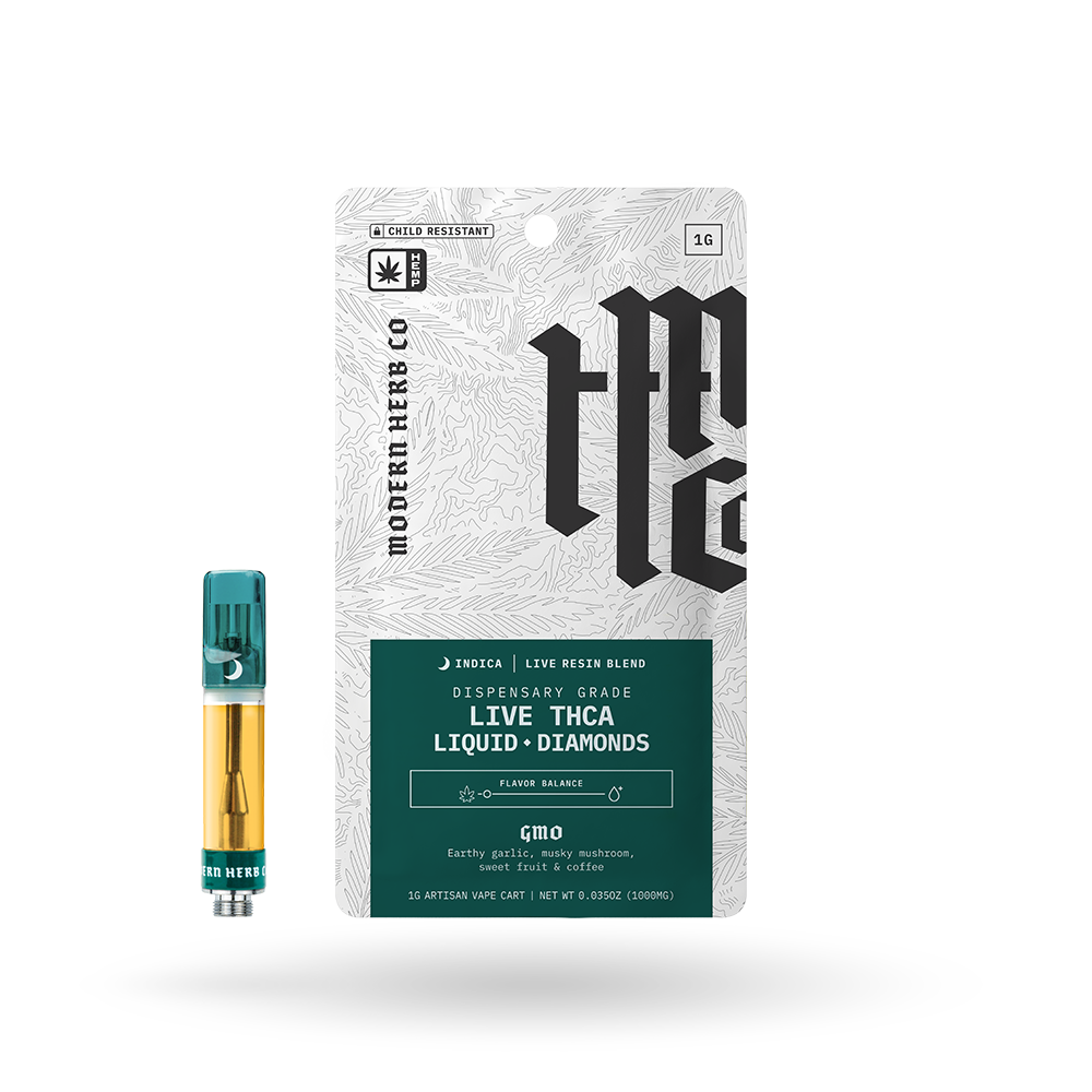 THCa Vape Cartridge Live Resin Liquid Diamonds: GMO (Indica) - 1g