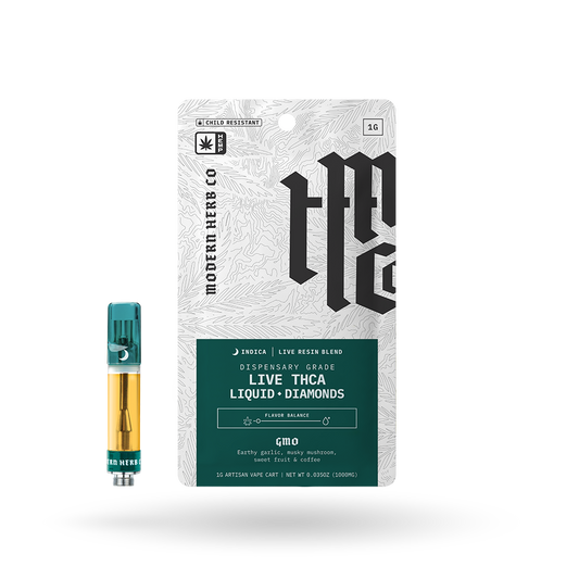 THCa Vape Cartridge Live Resin Liquid Diamonds: GMO (Indica) - 1g