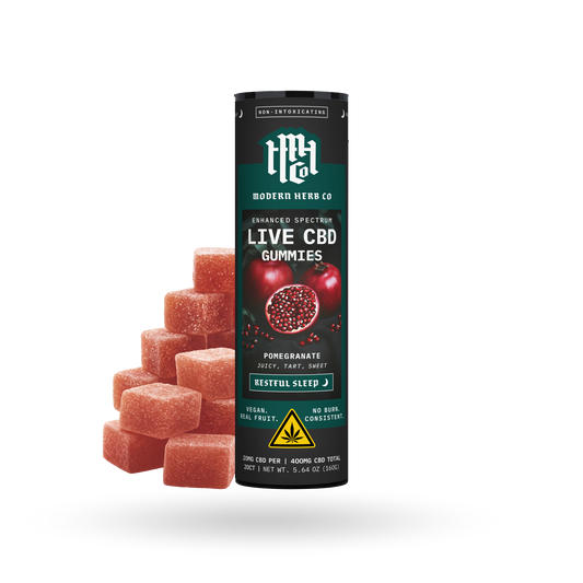 Live CBD Gummies, Enhanced Spectrum, Pomegranate, Indica, 20mg, 20ct