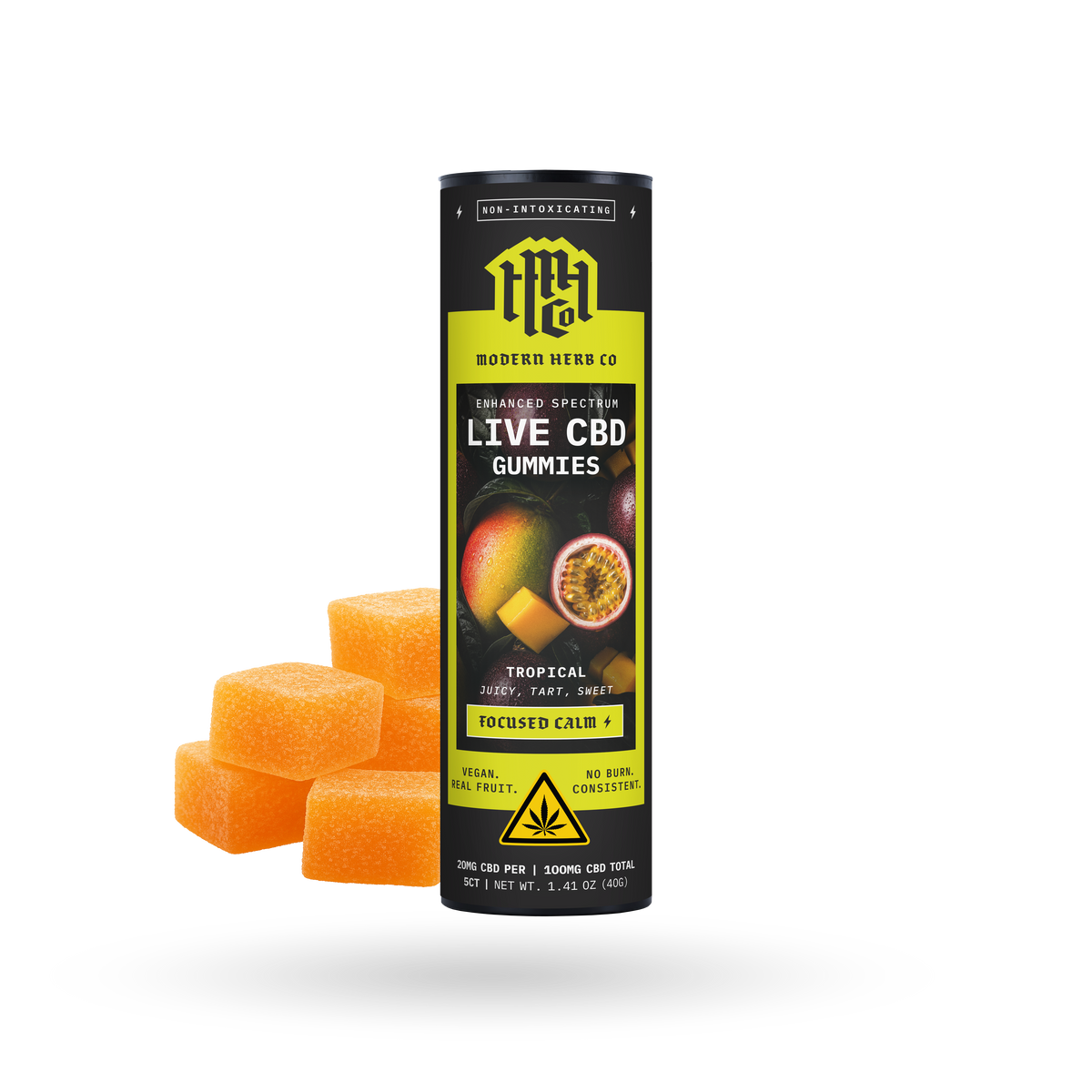 Live CBD Gummies, Enhanced Spectrum, Tropical, Sativa, 20mg, 5ct