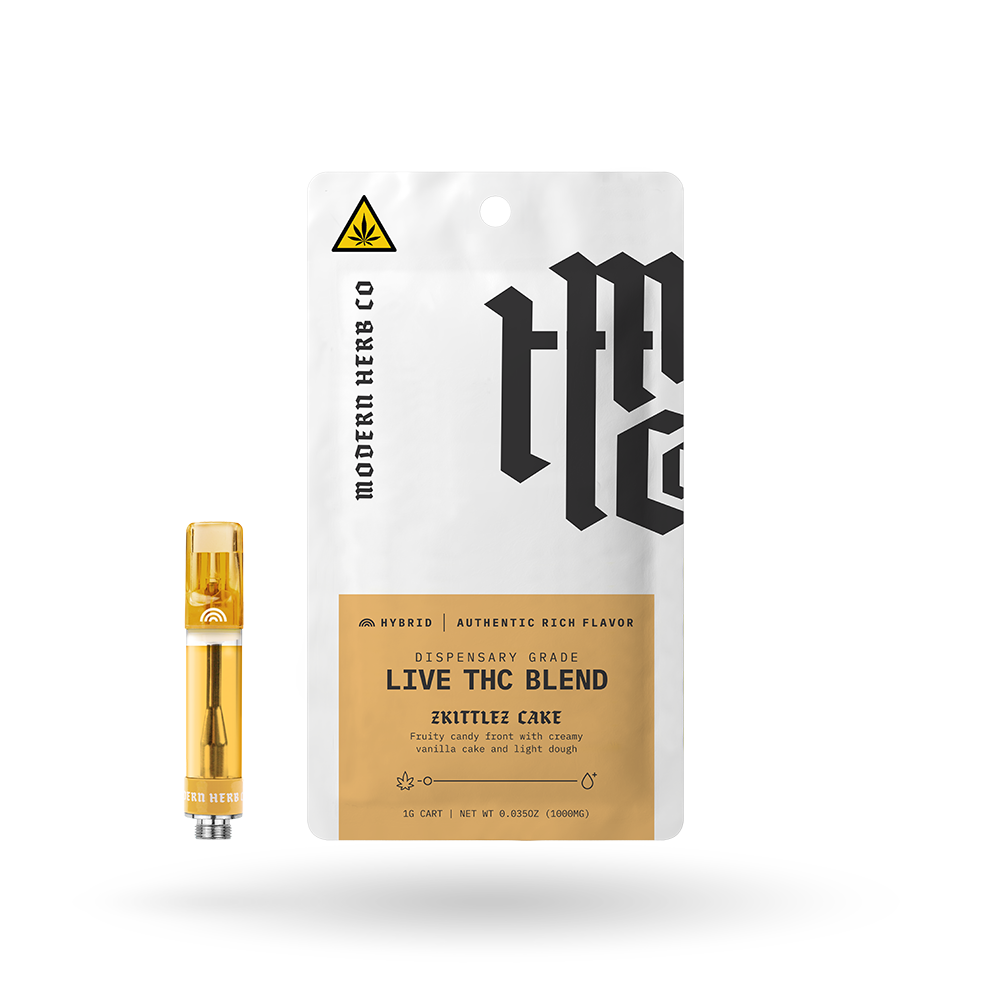 Live THC Vape Cartridge: Zkittlez Cake (Hybrid) 1g