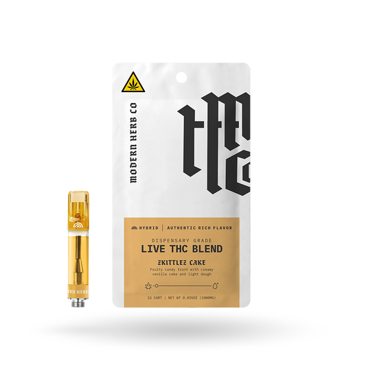 Live THC Vape Cartridge: Zkittlez Cake (Hybrid) 1g