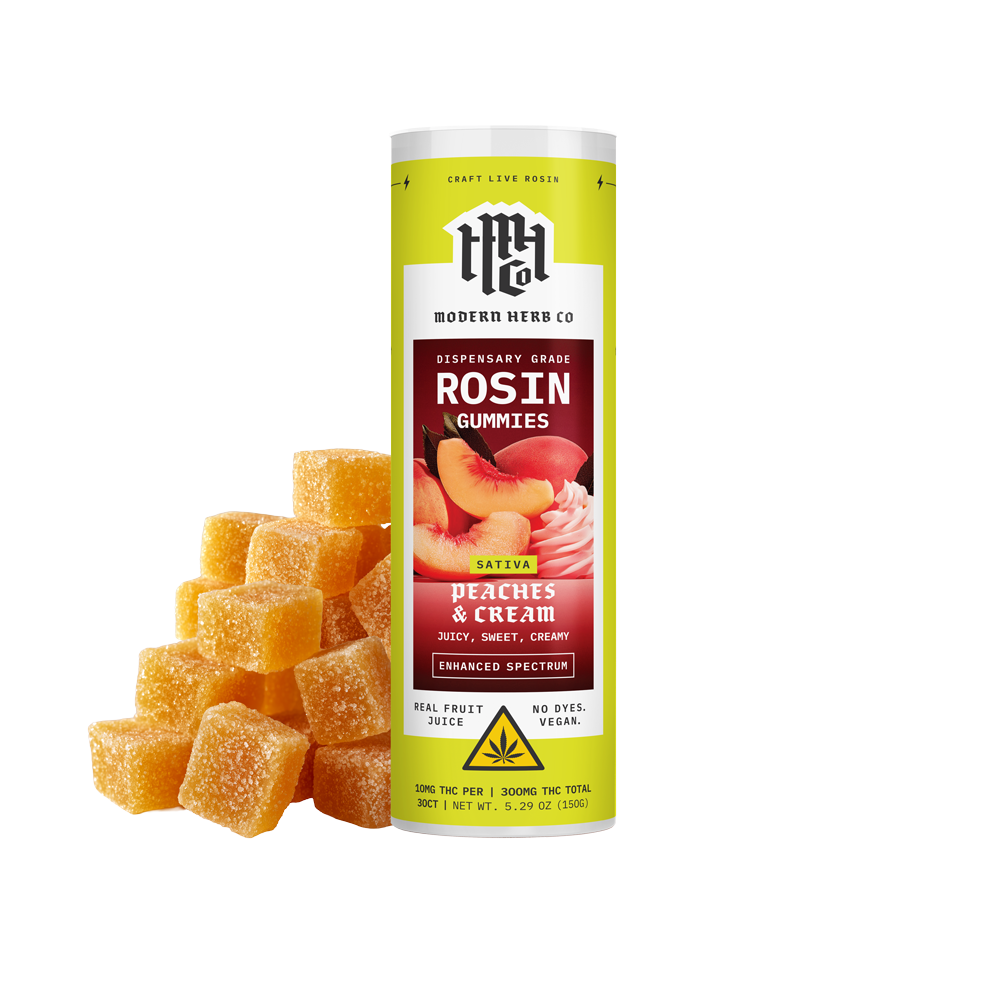 Live Rosin Gummies: Peaches & Cream (Sativa), 30ct