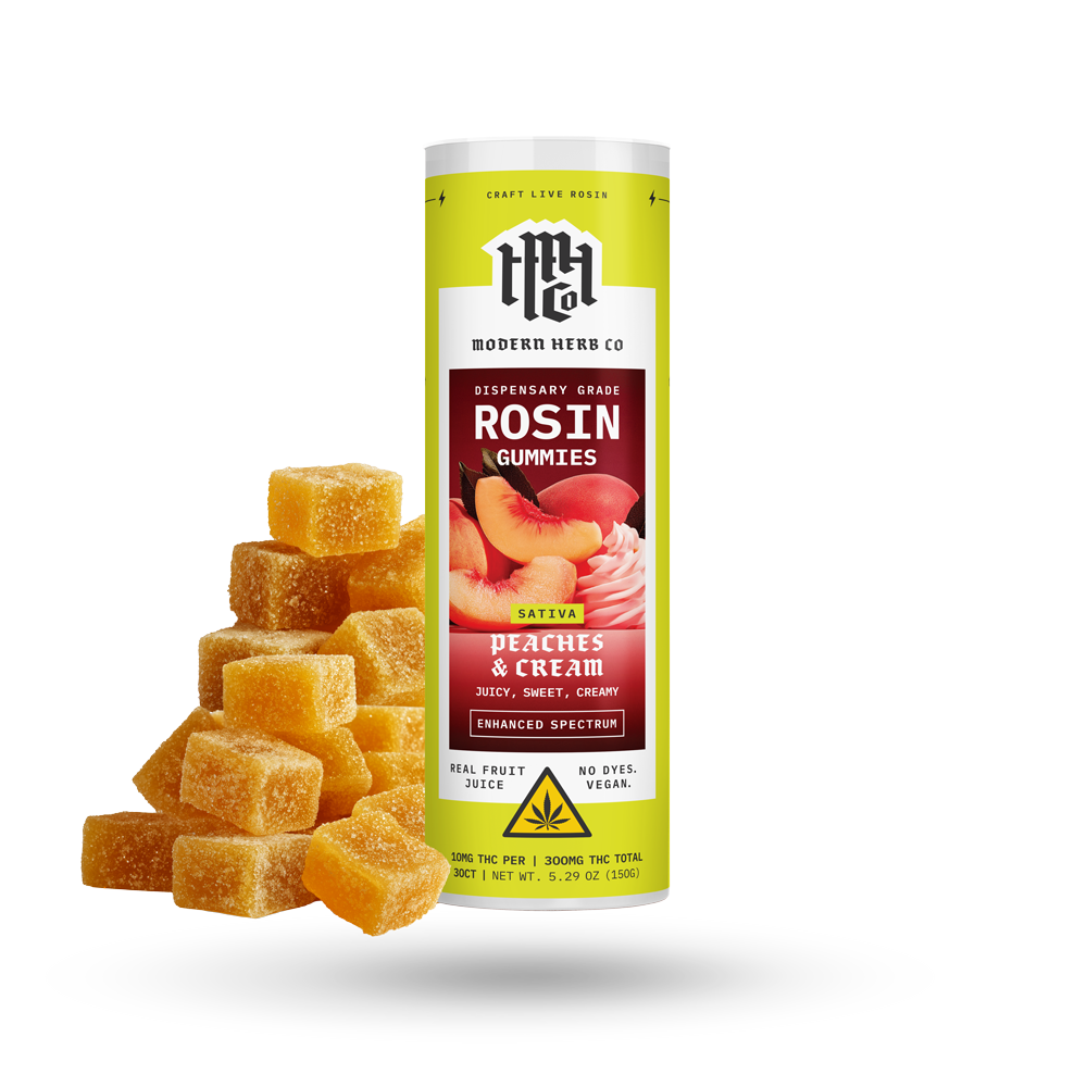 Live Rosin Gummies: Peaches & Cream (Sativa), 30ct