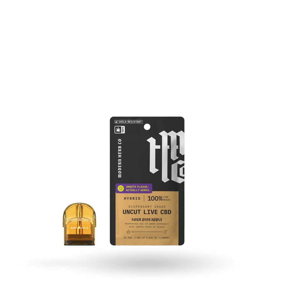 Pod Refill, Live CBD Uncut, Hybrid, Sour Pineapple, 1g