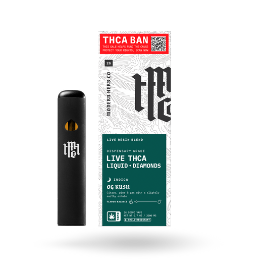 THCa Disposable Live Resin Liquid Diamonds: OG Kush (Indica) - 2g