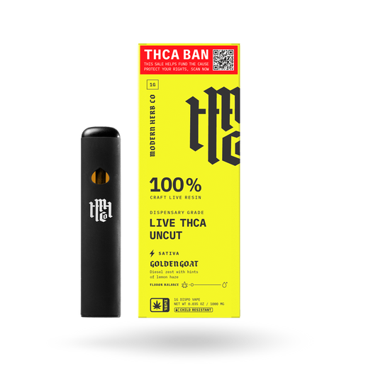 THCa Live Resin Disposable Uncut: Golden Goat (Sativa) - 1g