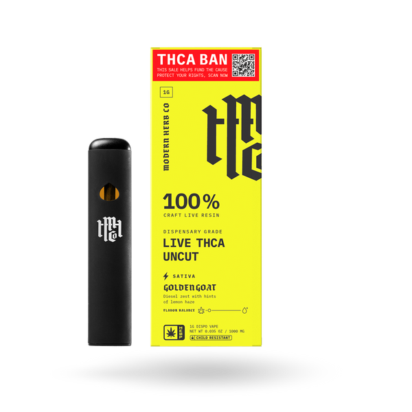 THCa Live Resin Disposable Uncut: Golden Goat (Sativa) - 1g  The Hemp  Collect