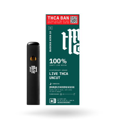 THCa Live Resin Disposable Uncut: Purple Hindu Kush (Indica) - 1g