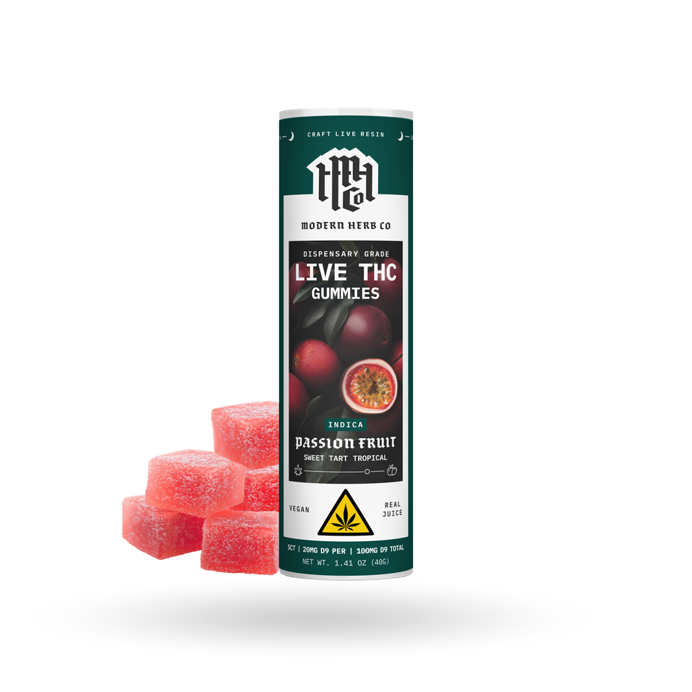 Live Resin D9 THC Gummies: Passion Fruit (Indica), 5ct