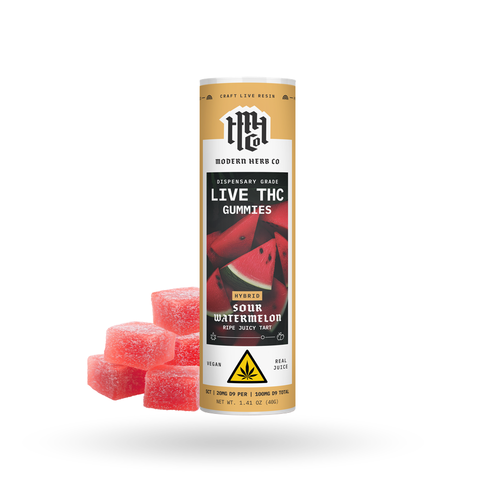 Live Resin D9 THC Gummies: Sour Watermelon (Hybrid), 5ct