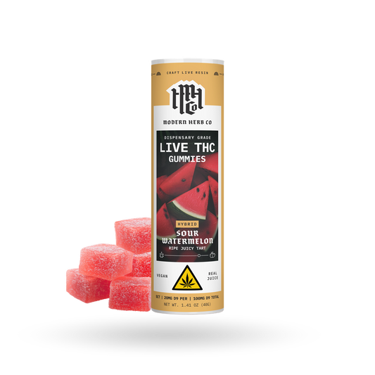 Live Resin D9 THC Gummies: Sour Watermelon (Hybrid), 5ct