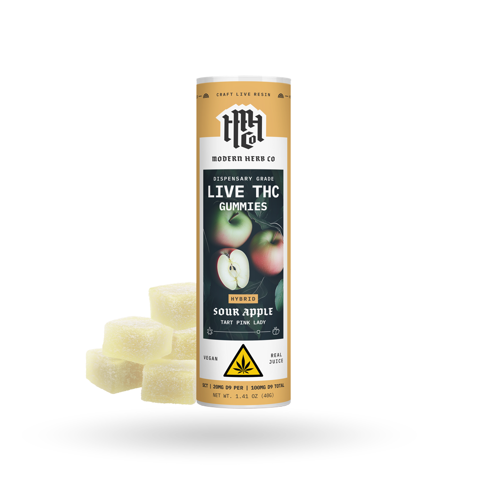 Live Resin D9 THC Gummies: Sour Apple (Hybrid), 5ct