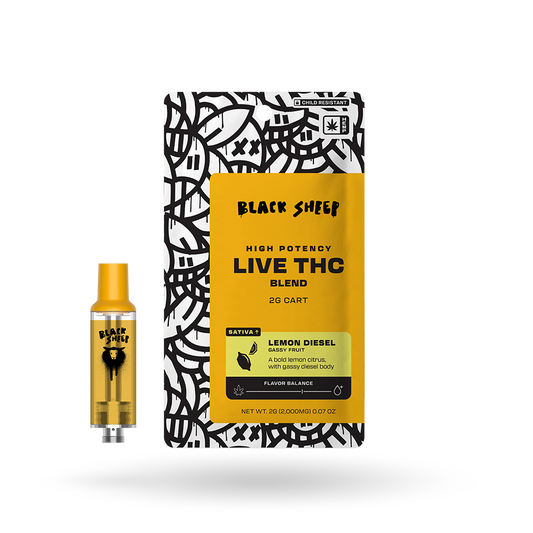 Live THC Blend Vape Cartridge: Lemon Diesel 2g