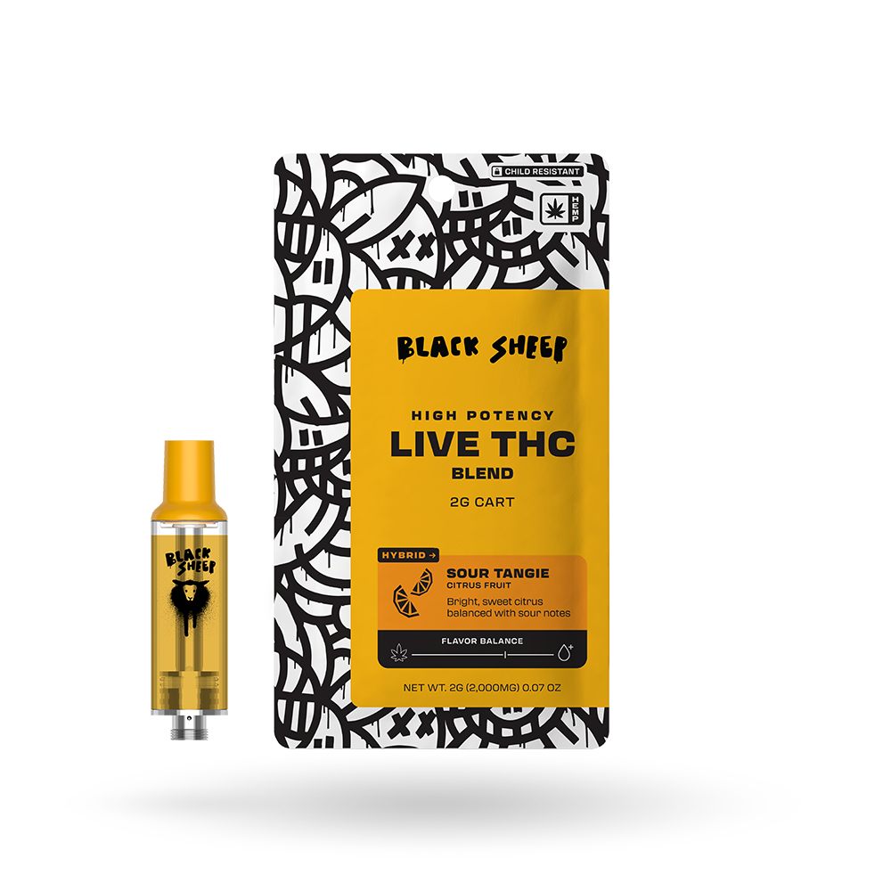 Live THC Blend Vape Cartridge: Sour Tangie 2g